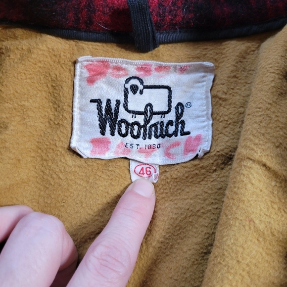 Woolrich Vintage Wool Coat Hunting Red Black Plaid Men's Size 46 - Picture 5 of 6